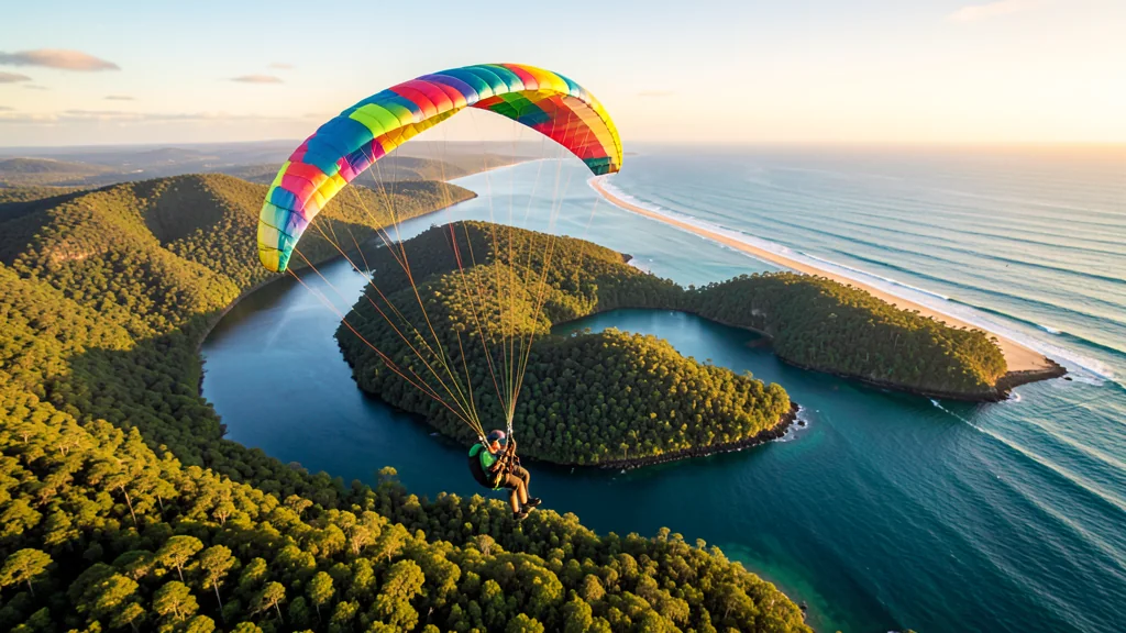 Paragliding over the Map of Africa viewpoint in Wilderness, Garden Route