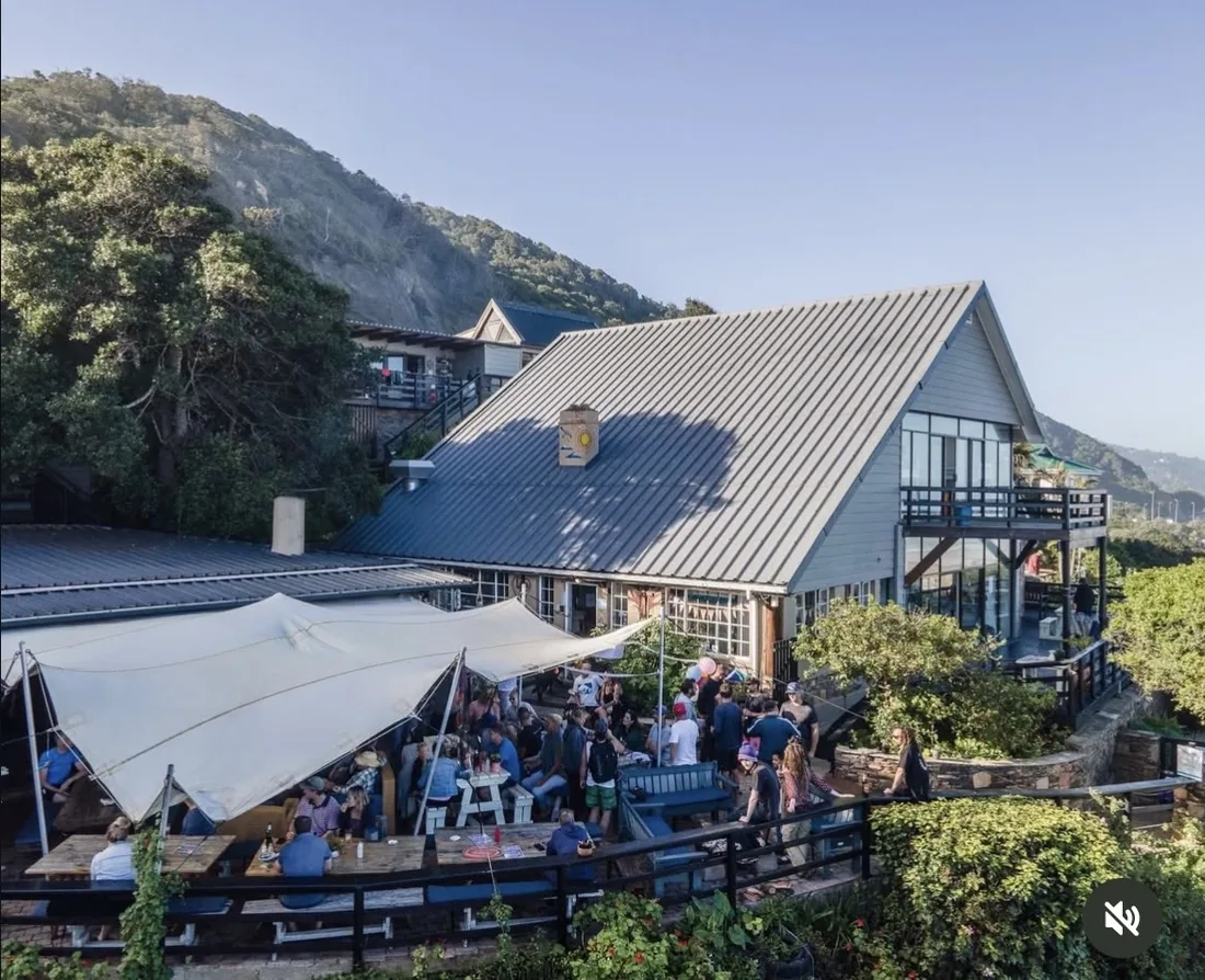 A busy afternoon under the stretch tent at Beach House Bar and Kitchen in Wilderness